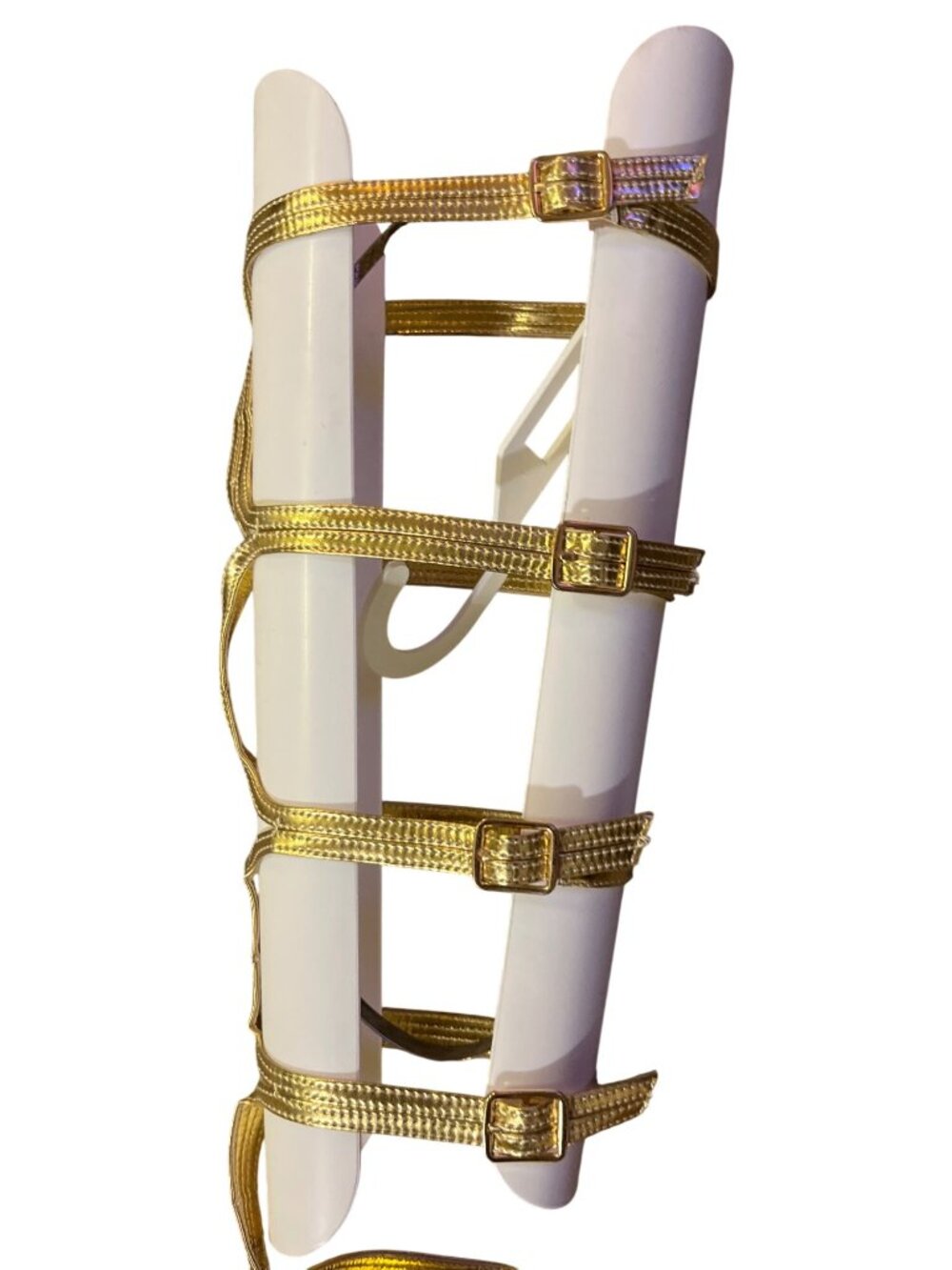FUN Gold Gladiator Knee High Heels Strappy Sandals Women's 8 Used - Picture 15 of 16